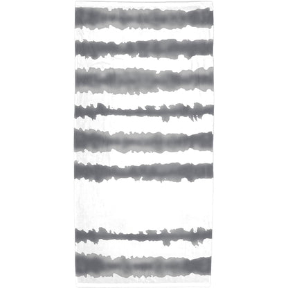 Front View of Gray Good Vibes Cabana Stripe Beach Towel