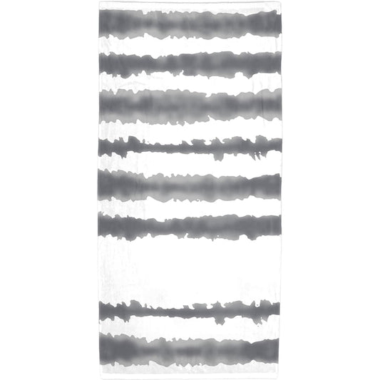 Front View of Gray Good Vibes Cabana Stripe Beach Towel