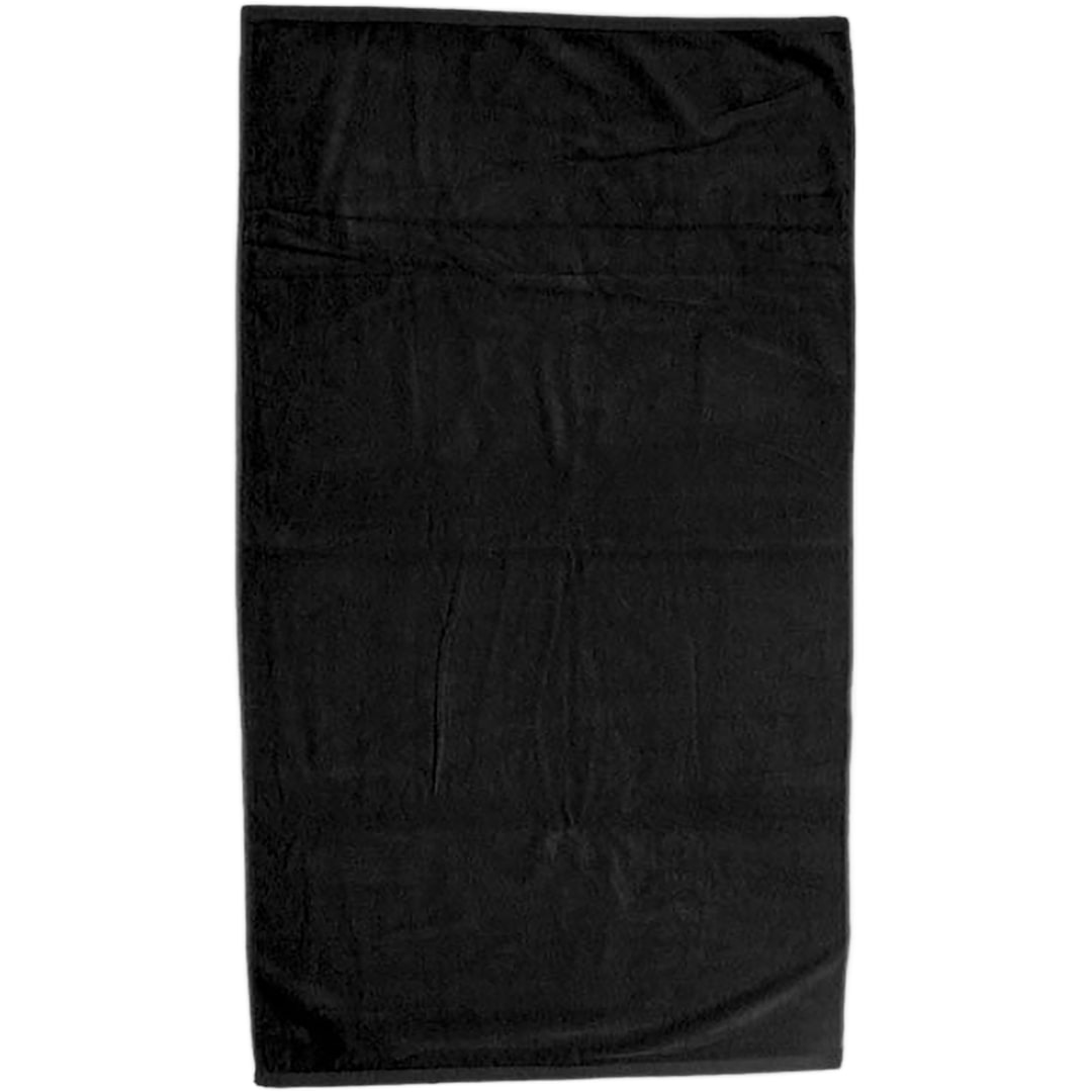 Front View of Black Superior Weight Colored Beach Towel