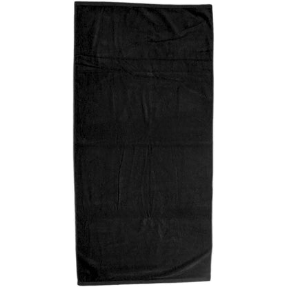 Front View of Black Basic Weight Colored Beach Towel