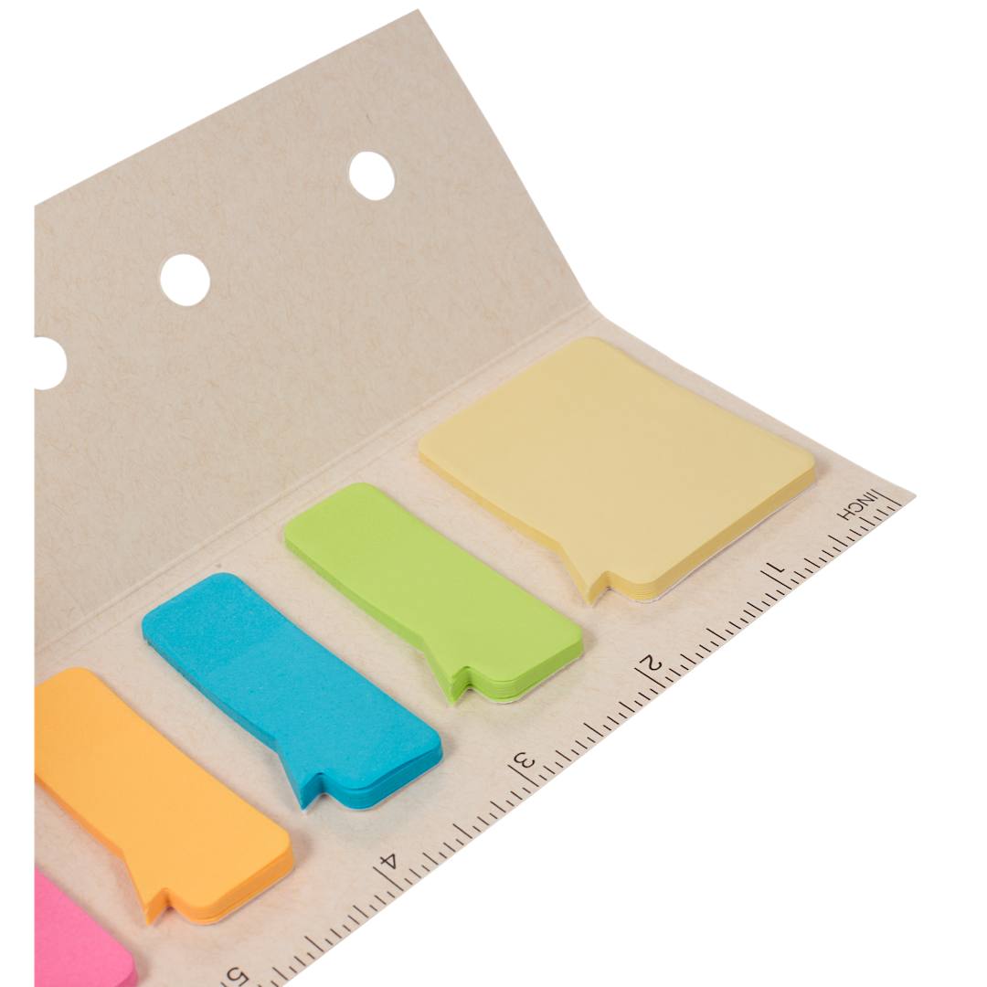 Front View of White Recycled Milk Carton Sticky Notes & Ruler Pad