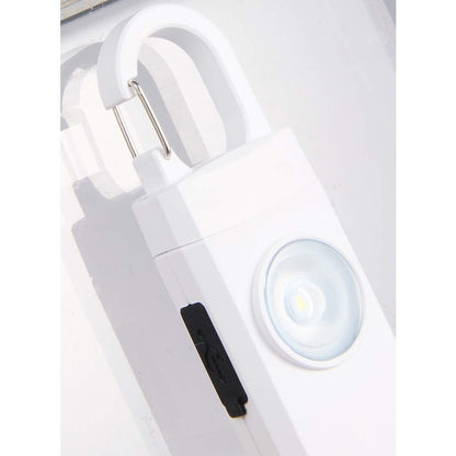 Front View of White Safety Alarm Keychain