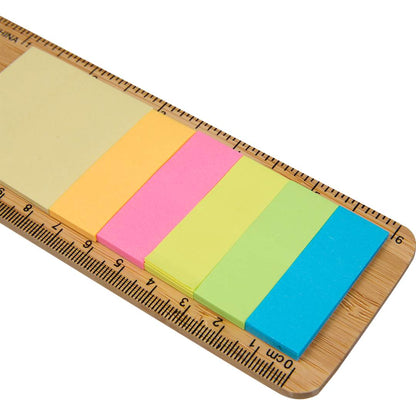 Front View of Natural FSC® 100% Bamboo Ruler with Sticky Notes