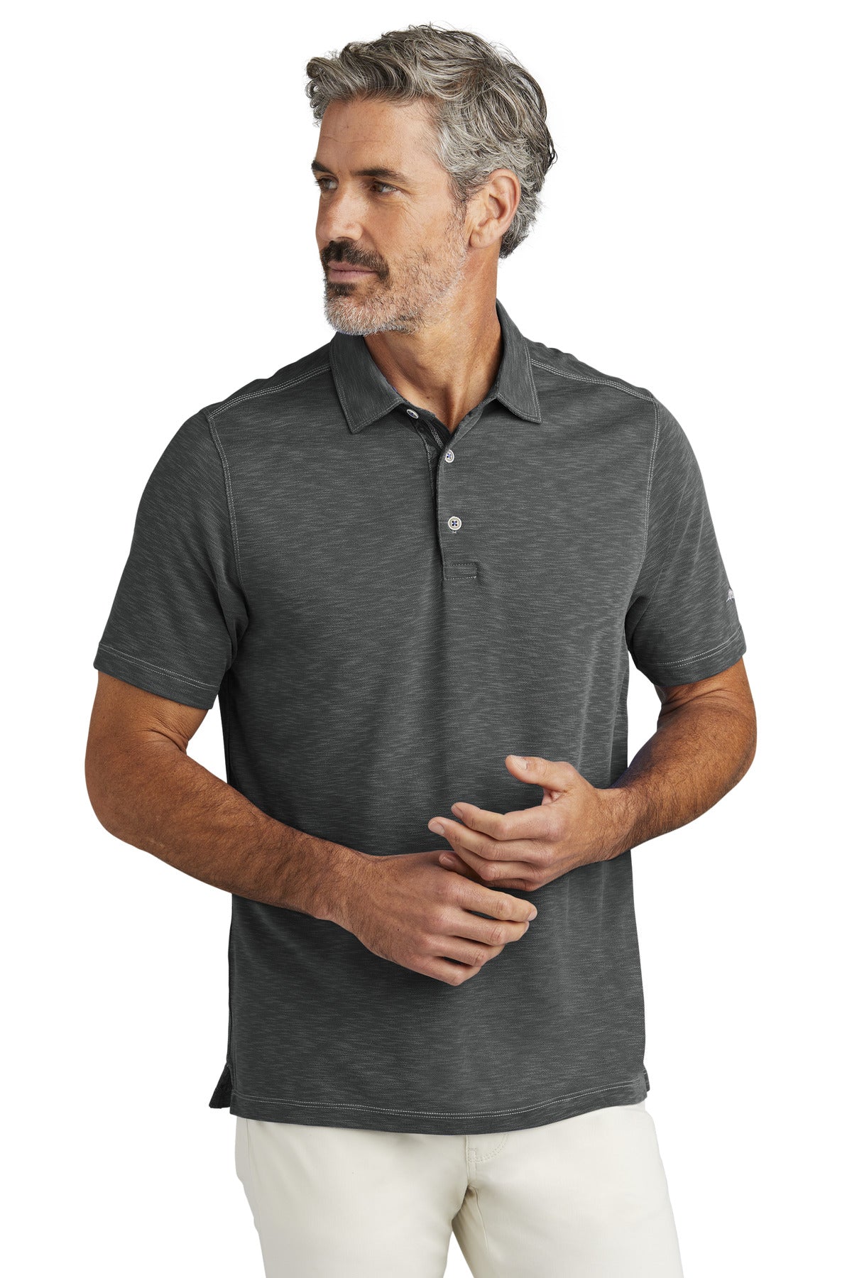 Front View of Black LIMITED EDITION Tommy Bahama Palmetto Paradise Polo ST224065TB  - S