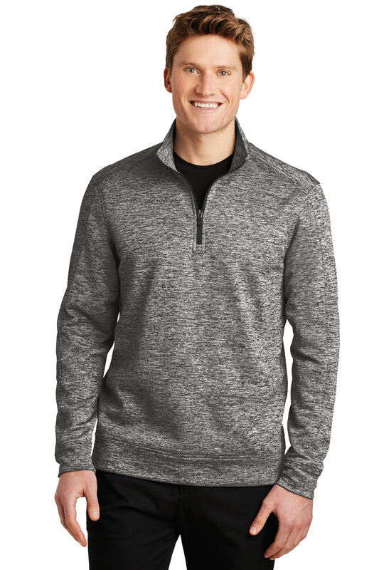 Front View of Black Electric Sport-Tek PosiCharge Electric Heather Fleece 1/4-Zip Pullover. ST226  - XS