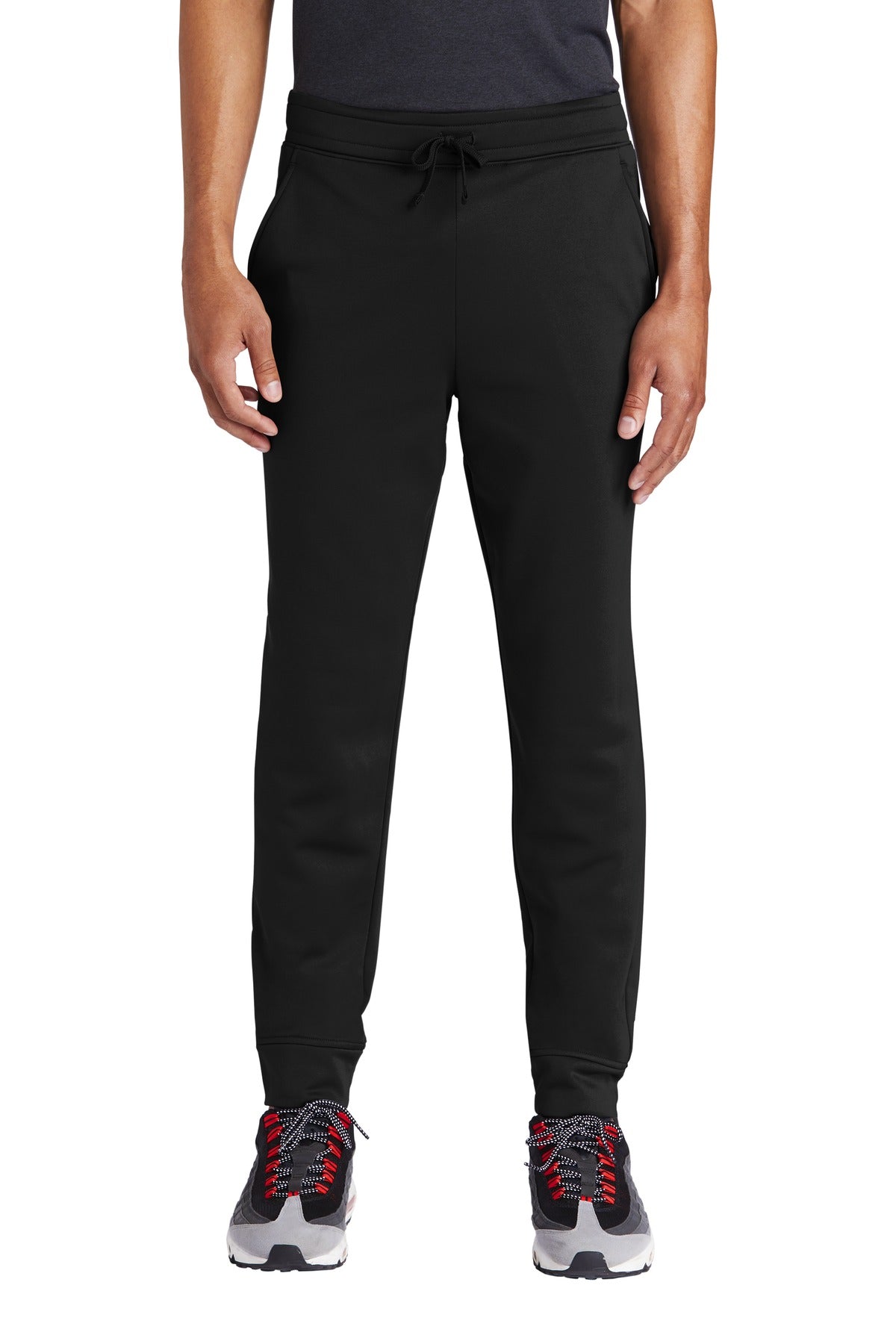 Front View of Black Sport-Tek Sport-Wick Fleece Jogger ST233  - XS