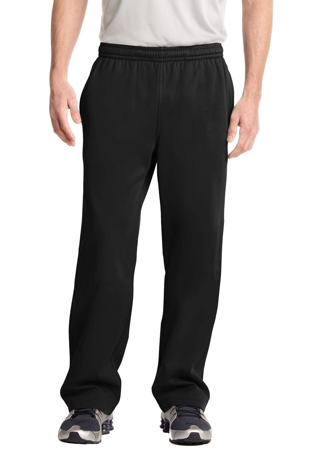 Front View of Black Sport-Tek Sport-Wick Fleece Pant. ST237  - XS