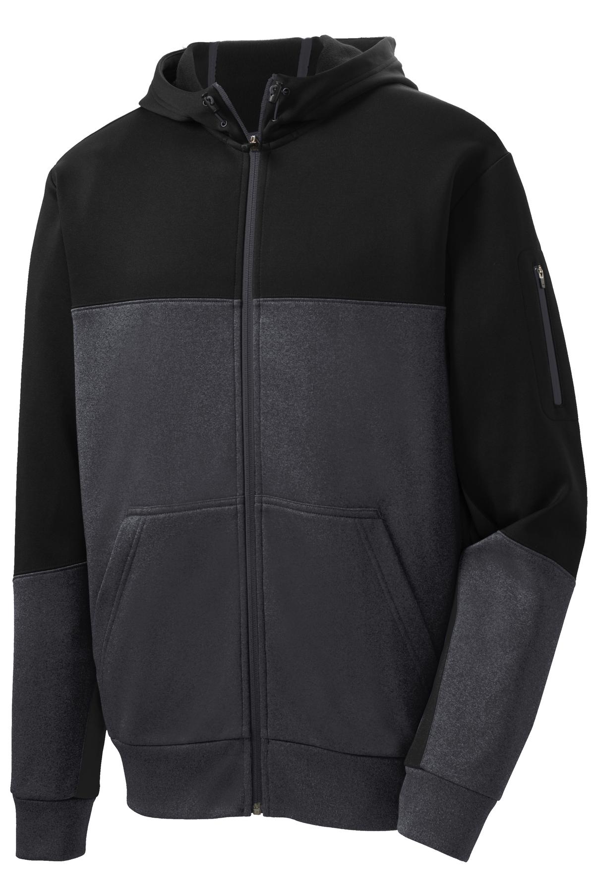 Sport-Tek Tech Fleece Colorblock Full-Zip Hooded Jacket. ST245