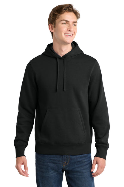 Front View of Black Sport-Tek Pullover Hooded Sweatshirt. ST254  - XS