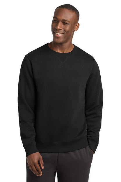 Front View of Black Sport-Tek Crewneck Sweatshirt. ST266  - XS
