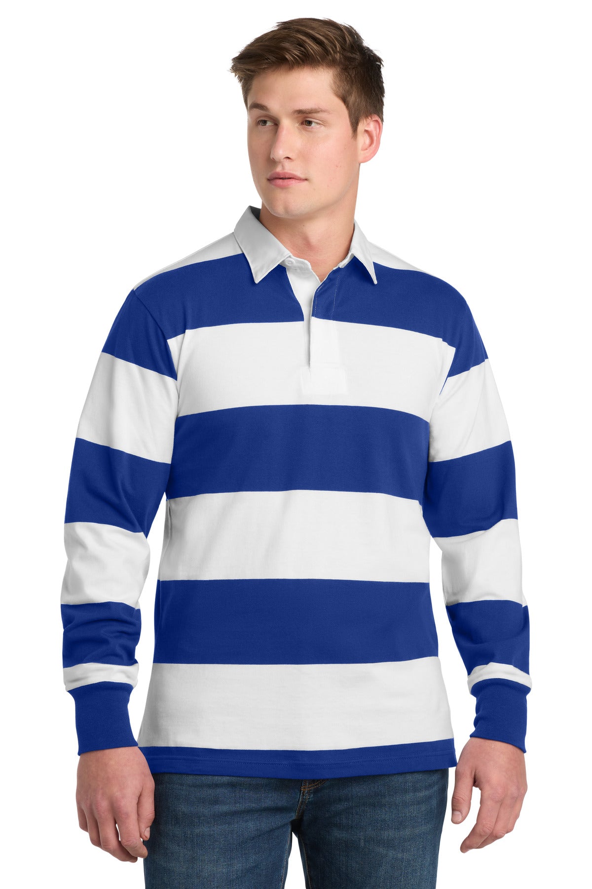 SanMar ST301_trueroyalwhite_model_front.jpg