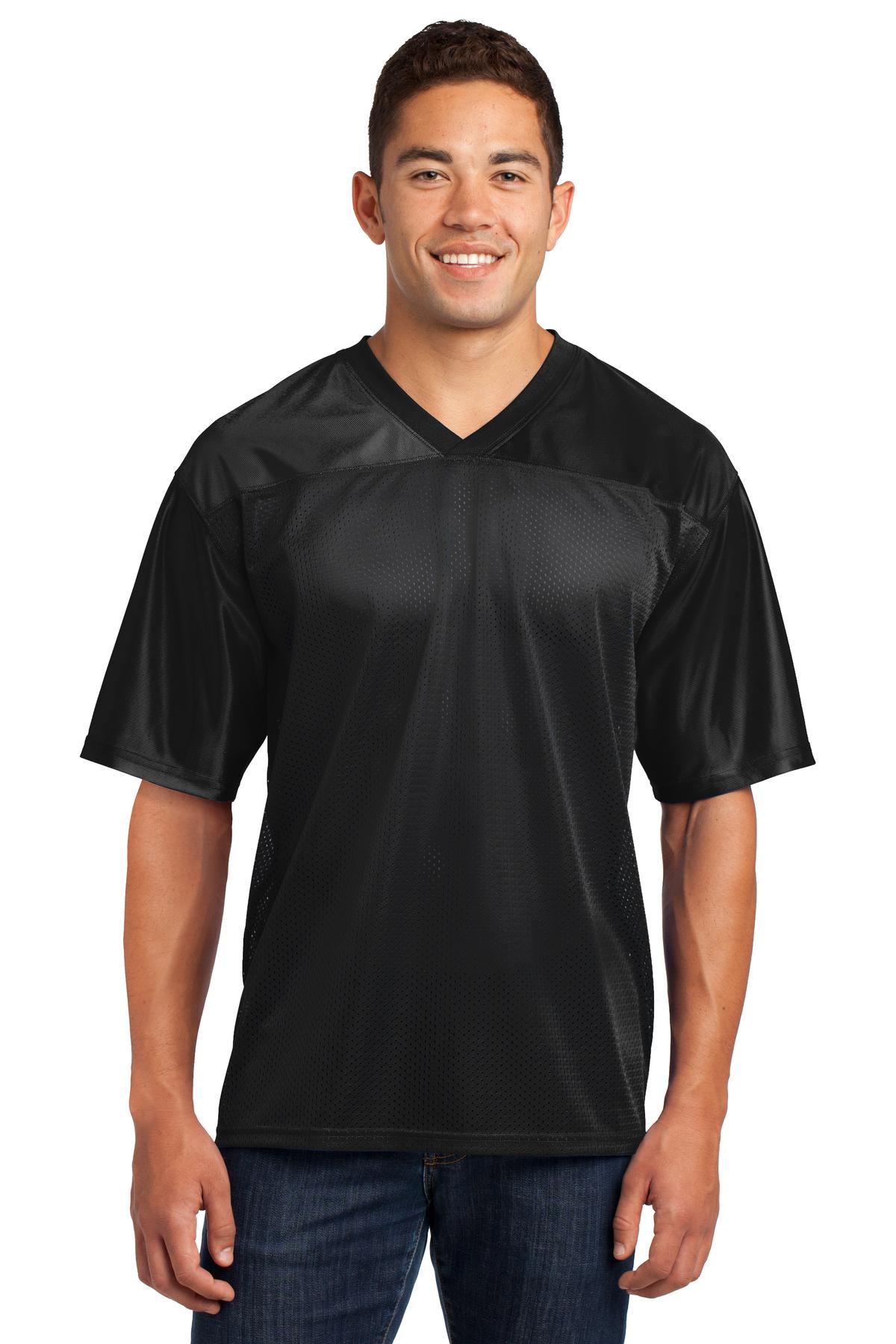 Front View of Black Sport-Tek PosiCharge Replica Jersey. ST307  - XS