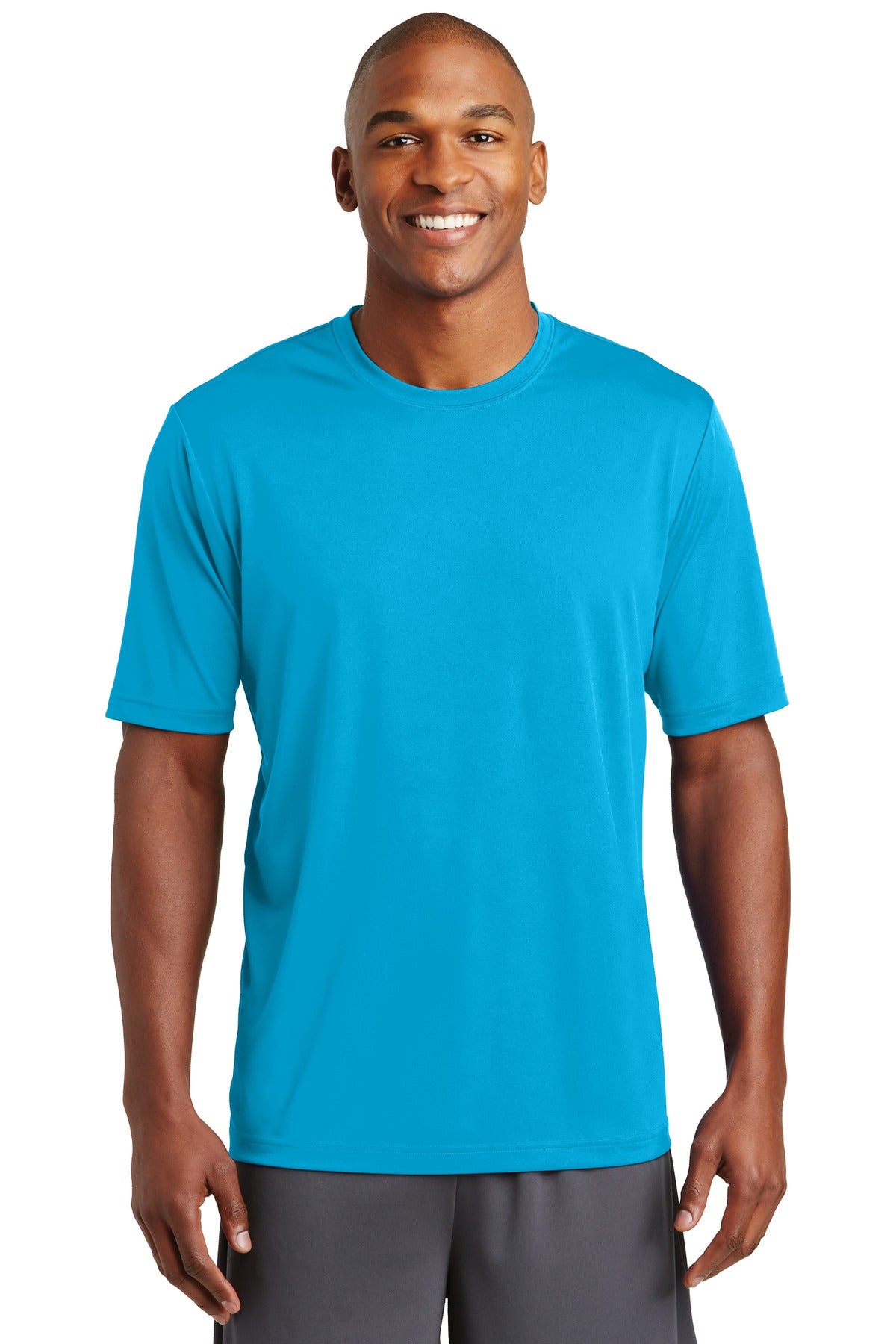 Front View of Atomic Blue Sport-Tek PosiCharge Tough Tee . ST320  - XS