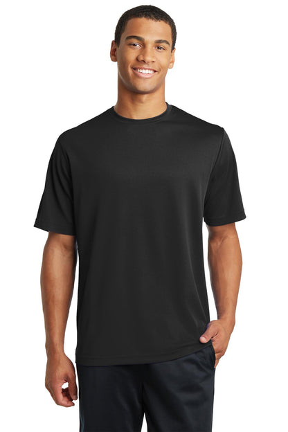 Front View of Black Sport-Tek PosiCharge RacerMesh Tee. ST340  - XS