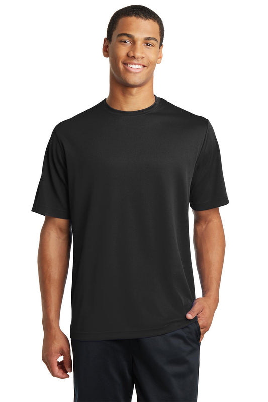 Front View of Black Sport-Tek PosiCharge RacerMesh Tee. ST340  - XS