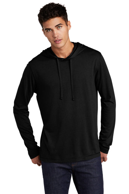 Front View of Black Triad So Sport-Tek PosiCharge Tri-Blend Wicking Long Sleeve Hoodie ST406  - XS