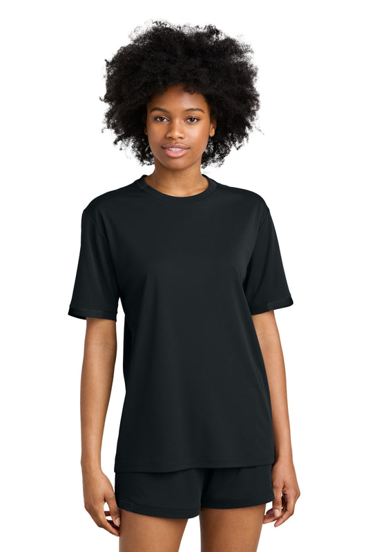 Front View of Blk/Blk Sport-Tek Club Short Sleeve Crew ST440  - XS