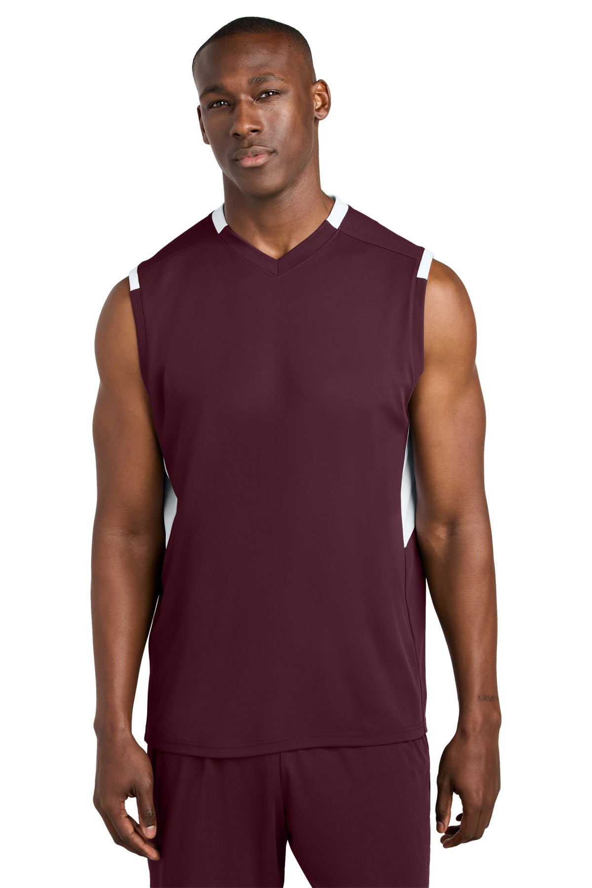 SanMar ST441_maroonwhite_model_front.jpg