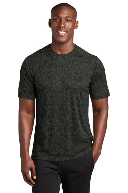 Front View of Black Sport-Tek Digi Camo Tee. ST460  - XS