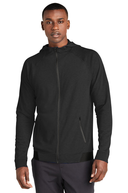 Front View of Black Sport-Tek PosiCharge Strive Hooded Full-Zip ST570  - XS