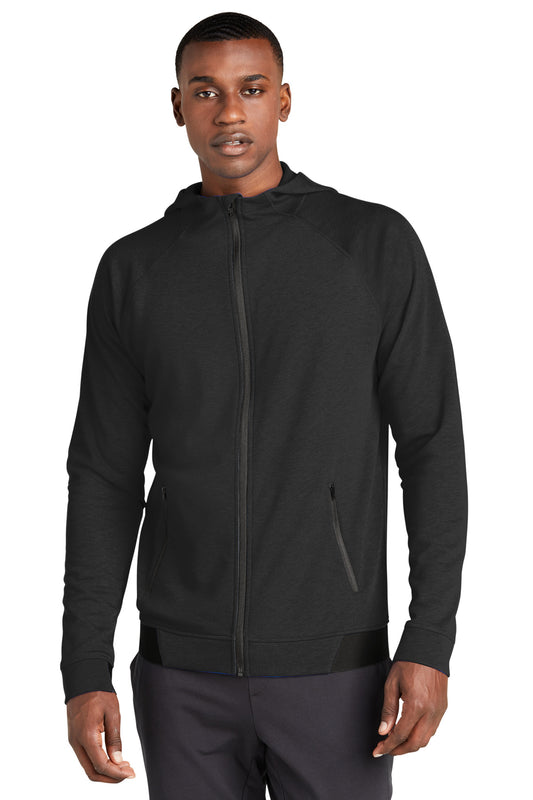 Front View of Black Sport-Tek PosiCharge Strive Hooded Full-Zip ST570  - XS