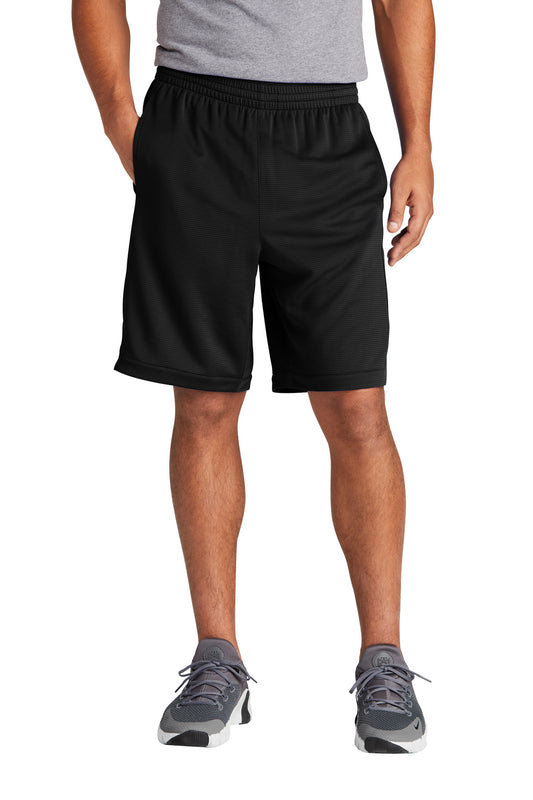 Front View of Black Sport-Tek PosiCharge Position Short with Pockets ST575  - XS
