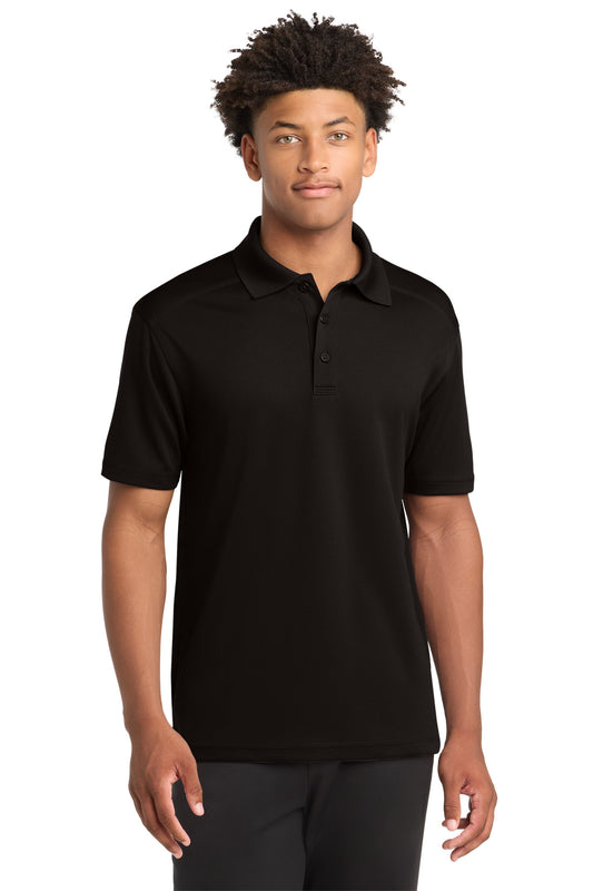 Front View of Black Sport-Tek PosiCharge Micro-Mesh Polo. ST680  - XS