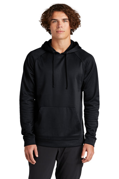Front View of Black Sport-Tek Re-Compete Fleece Pullover Hoodie ST730  - XS