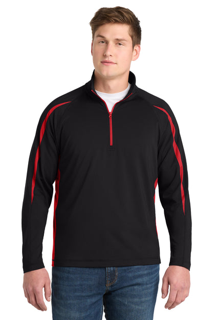 Sport-Tek Sport-Wick Stretch 1/4-Zip Colorblock Pullover. ST851