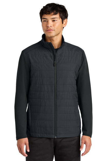 Front View of Black Sport-Tek Teknical Hybrid Jacket ST940  - XS