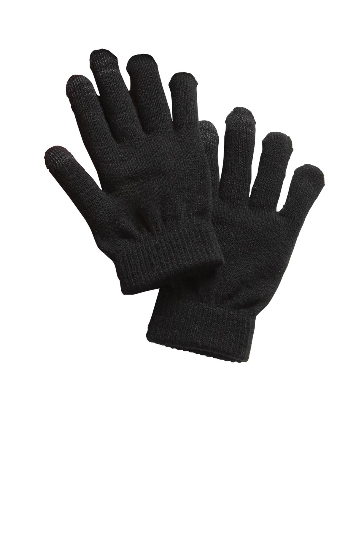 Front View of Black Sport-Tek Spectator Gloves. STA01  - S/M