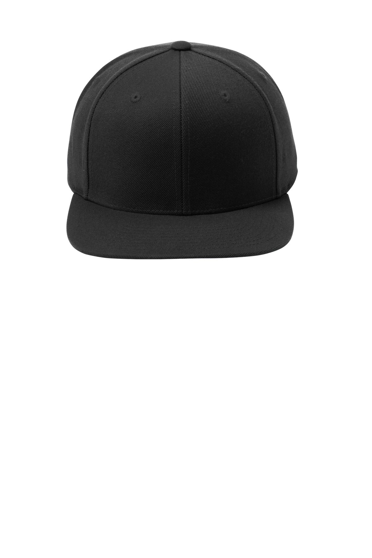 Front View of Black/Black Sport-Tek YP Classics Flat Bill Snapback Cap. STC19