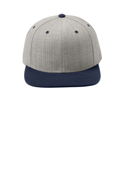 SanMar STC19_HeatherGreyTrueNavy_Hat_Front.jpg?v=1762270319