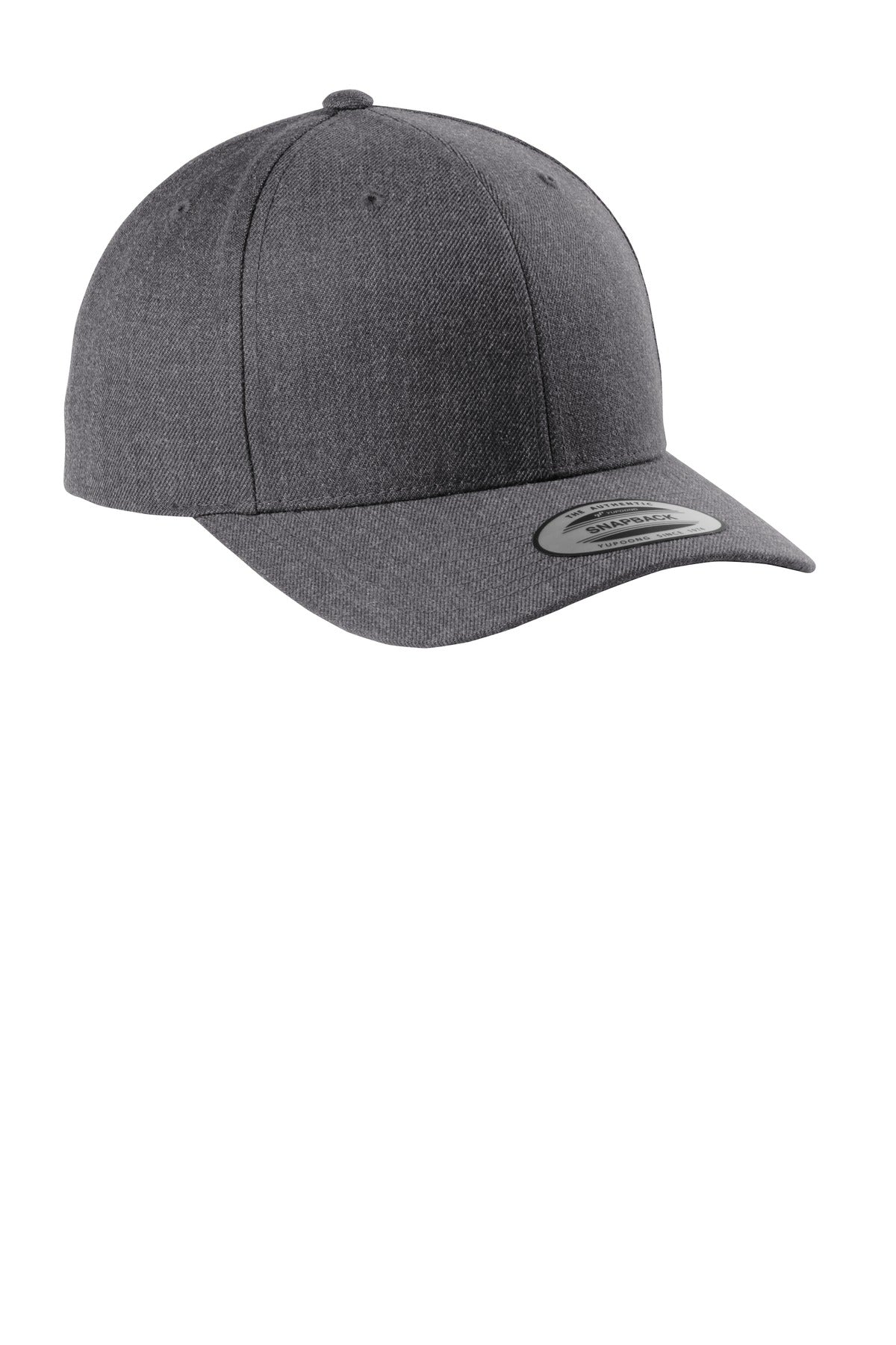 Front View of Dark Hthr Grey Sport-Tek YP Classics Curve Bill Snapback Cap. STC43