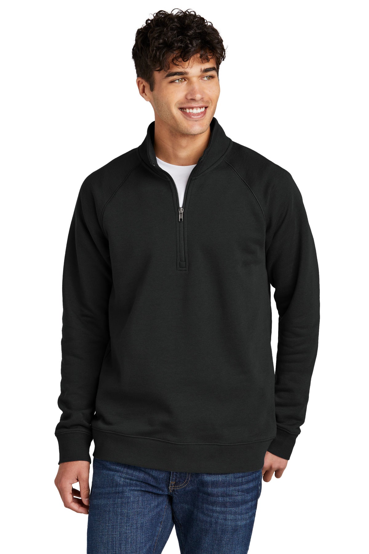 Front View of Black Sport-Tek Drive Fleece 1/4-Zip Pullover STF202  - XS