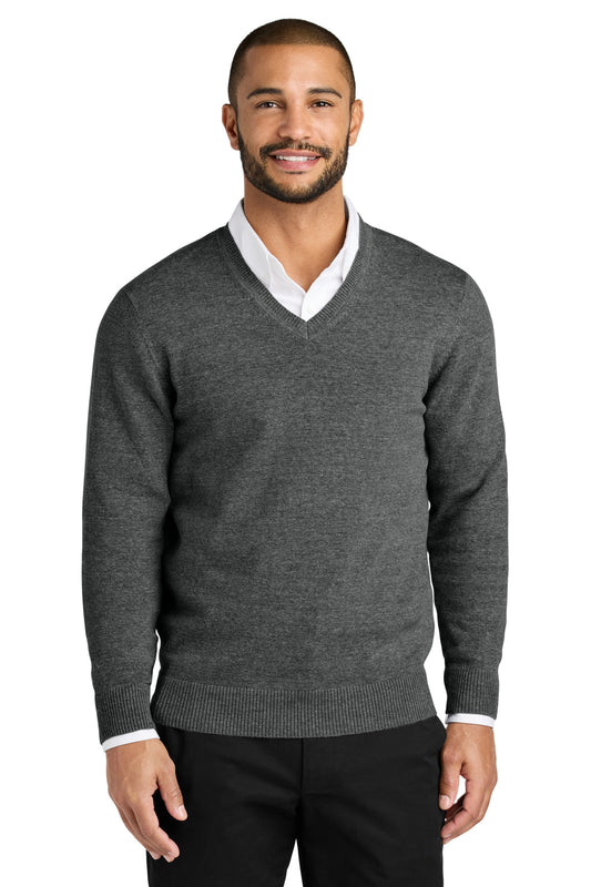 Front View of CharcoalHt Port Authority Easy Care V-Neck Sweater SW2850  - XS