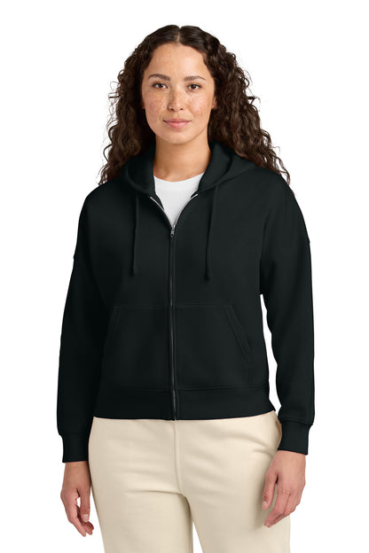 Front View of Black Stanley/Stella Women's Stella Ida Full-Zip Hooded Sweatshirt SXW037  - XS