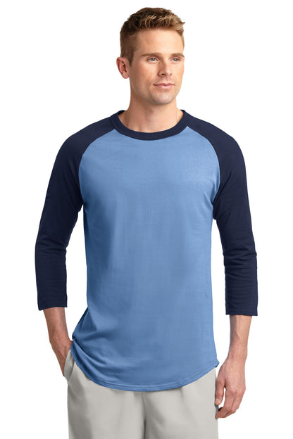 Front View of CarolinaBlu/Ny Sport-Tek Colorblock Raglan Jersey. T200  - XS