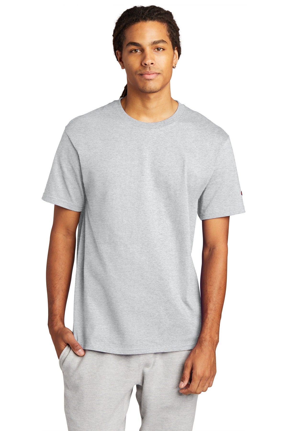 Front View of Ash Champion Heritage 6-Oz. Jersey Tee T425  - S