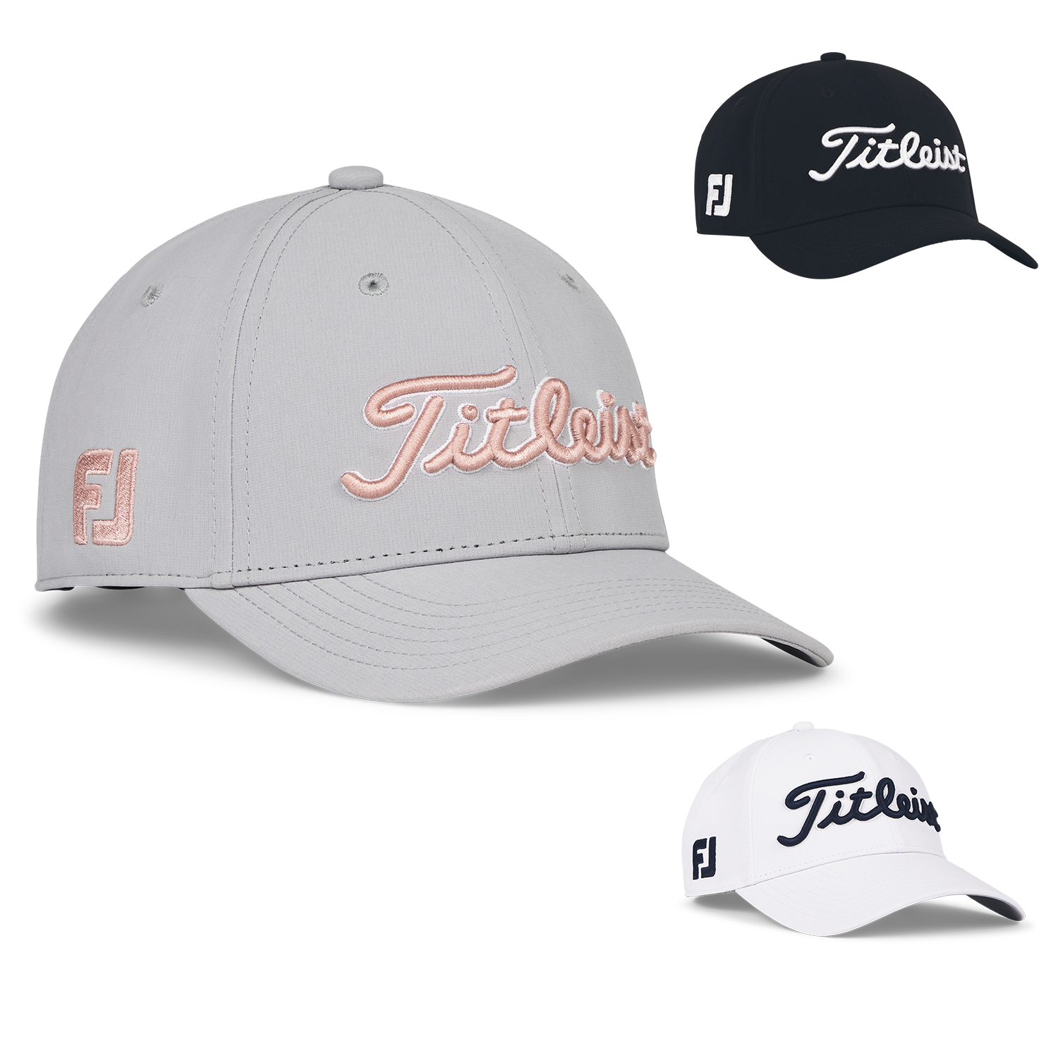 Black White Titleist Junior Tour Performance Golf Cap