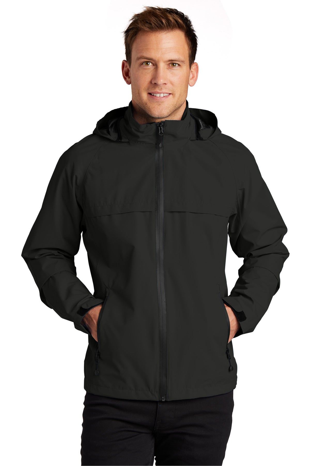 Front View of Black Port Authority Tall Torrent Waterproof Jacket TLJ333  - 2XLT