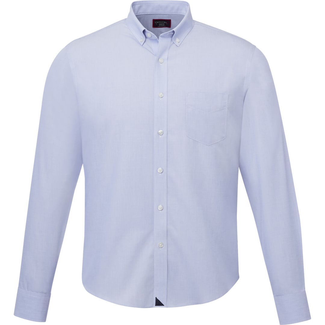 Front View of Blue UNTUCKit Hillside Select WF Long Slv Shirt-Men's  - S