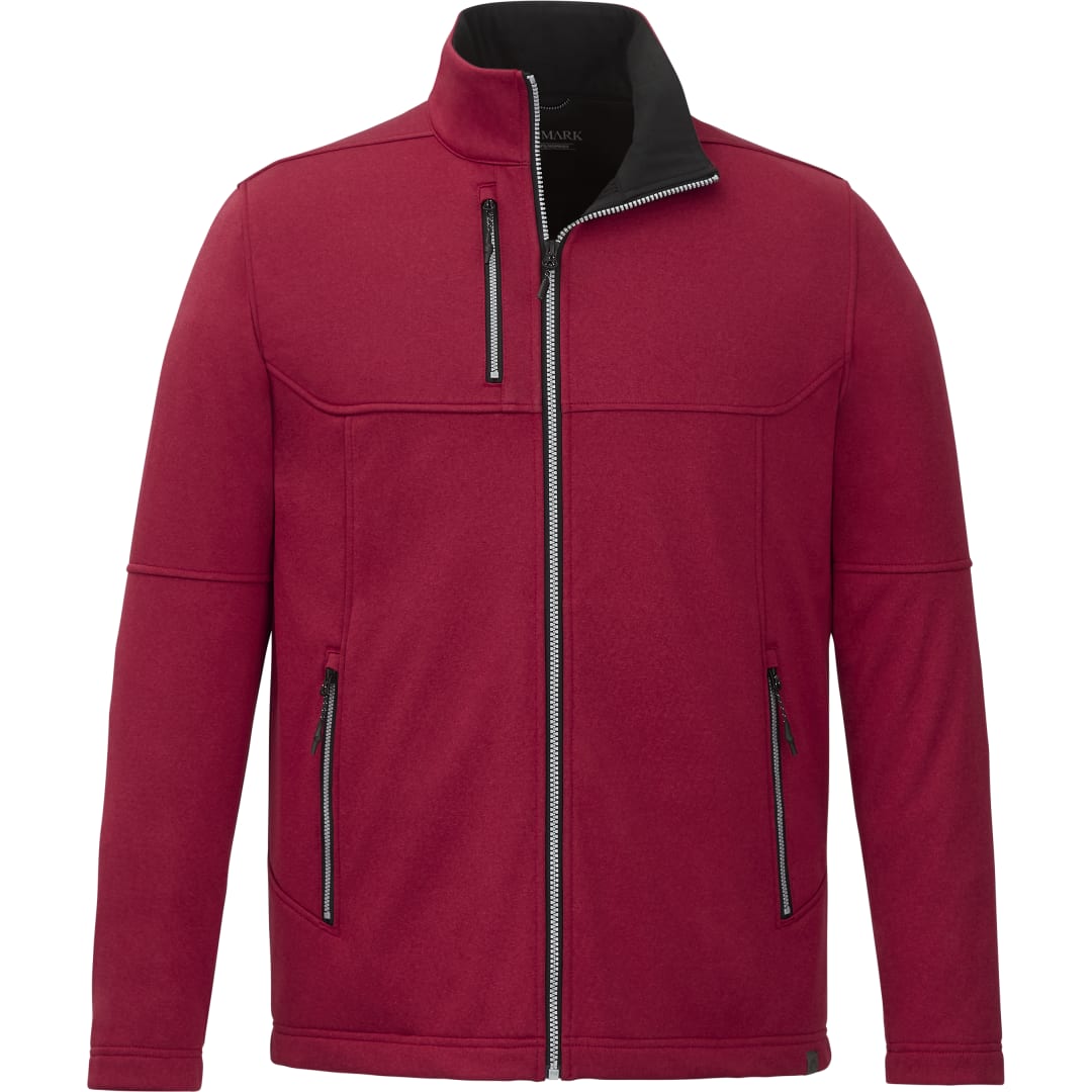 Front View of Red Men's JORIS Eco Softshell Jacket  - S