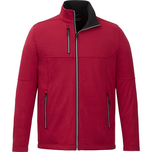 Front View of Red Men's JORIS Eco Softshell Jacket  - S