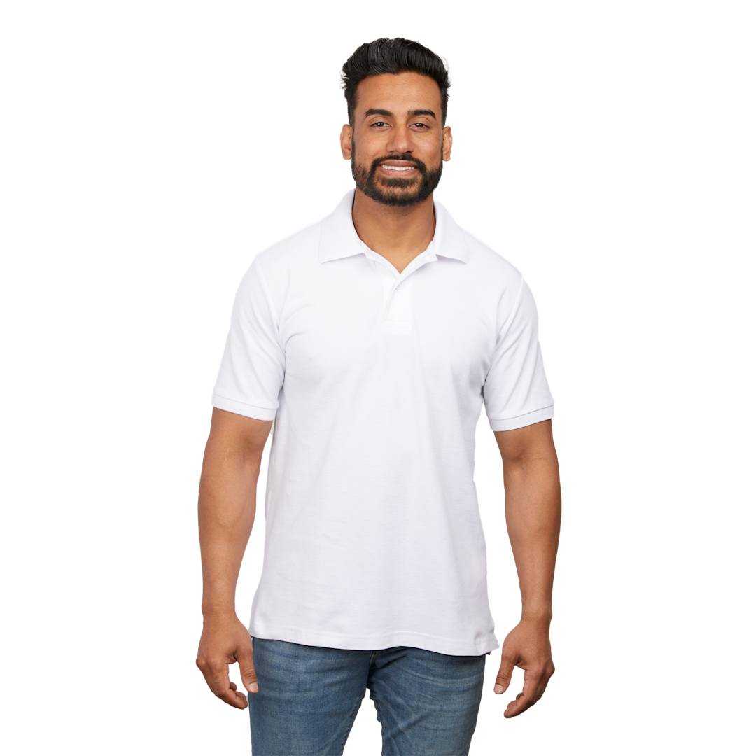 Front View of White PALO Short Sleeve 100% Cotton Pique Polo - Men's  - S