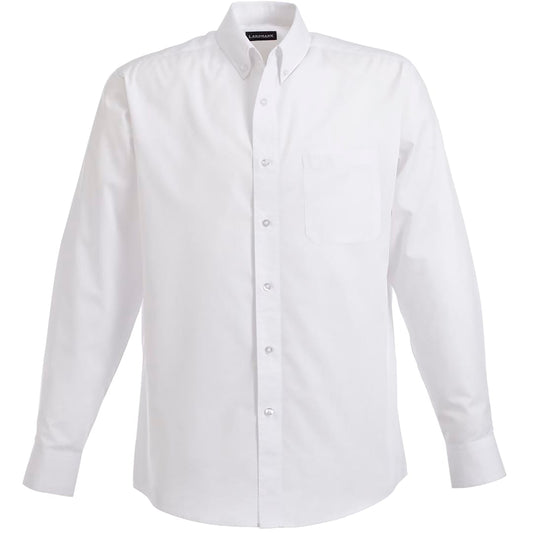 Front View of White Men’s  PRESTON Long Sleeve Shirt Tall  - L