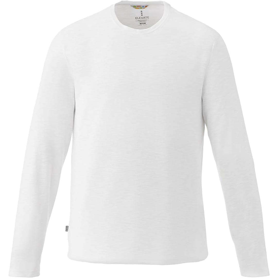 Front View of White Men's Holt Long Sleeve Tee  - S