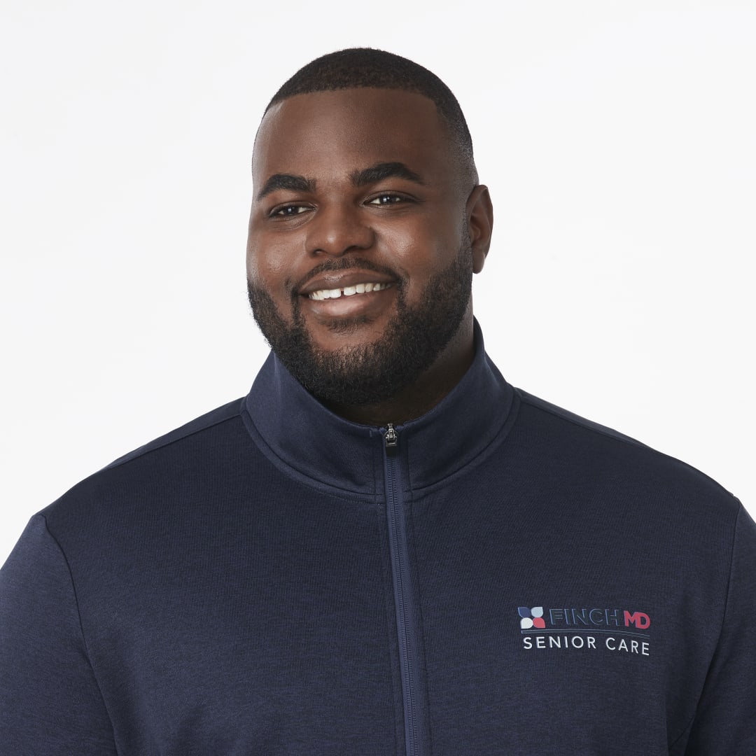 Front View of Blue MERRITT Eco Knit Full Zip - Men's  - S