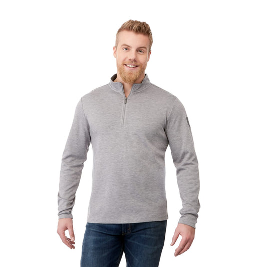 Front View of Grey Men’s  STRATTON Knit Quarter Zip  - S