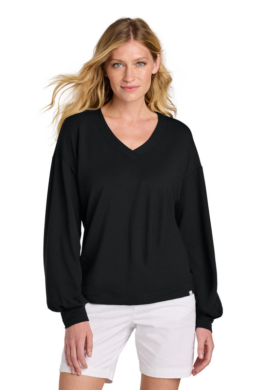 Front View of Black TravisMathew Women's Long Weekend V-Neck TM1LD009  - S